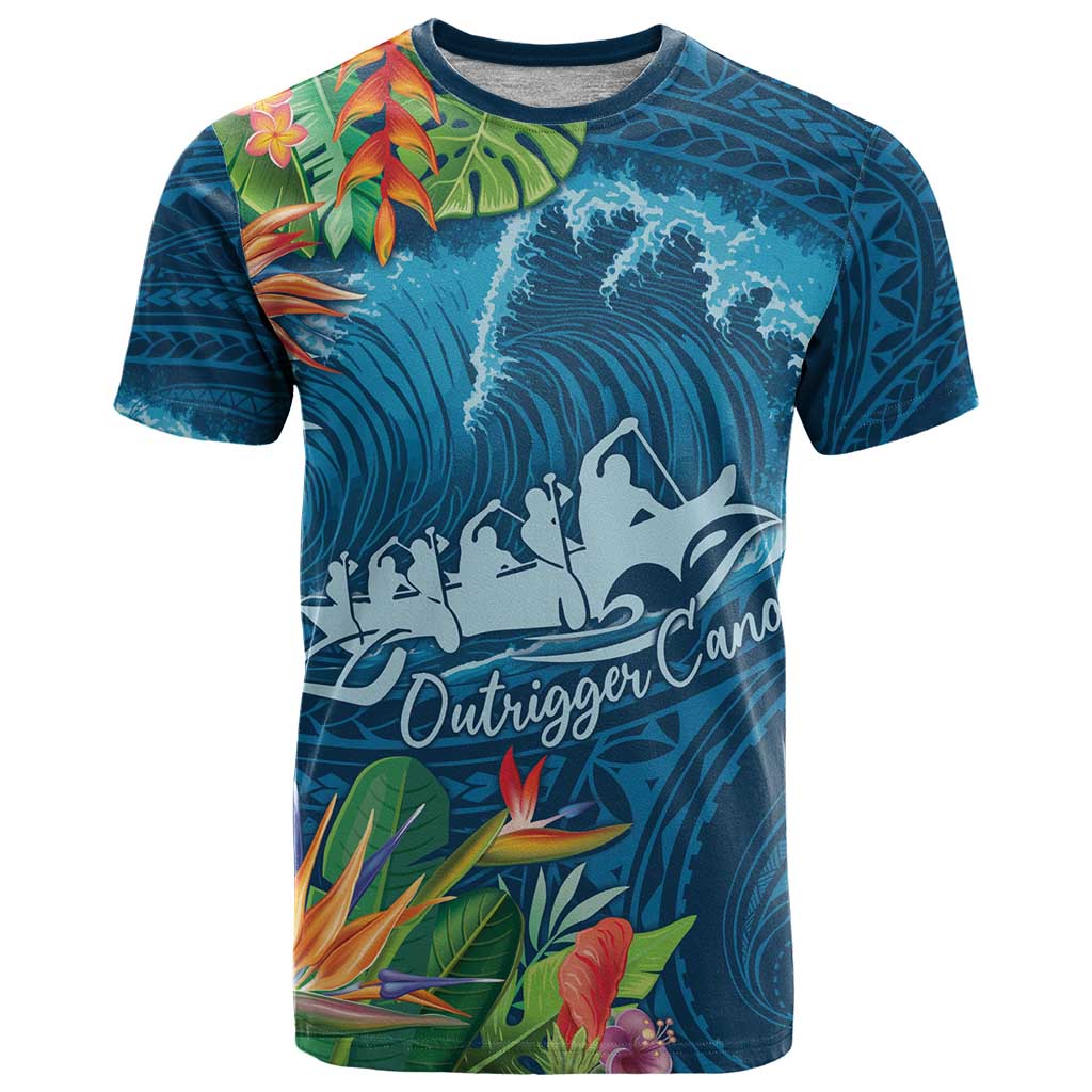 Outrigger Canoe Polynesian – T-Shirt – Blue On The Waves LT7 Blue - Polynesian Pride