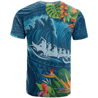 Outrigger Canoe Polynesian – T-Shirt – Blue On The Waves LT7 - Polynesian Pride