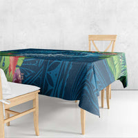 Outrigger Canoe Blue Tablecloth On The Waves LT7 - Polynesian Pride