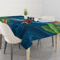 Outrigger Canoe Blue Tablecloth On The Waves LT7 - Polynesian Pride