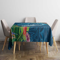 Outrigger Canoe Blue Tablecloth On The Waves LT7 - Polynesian Pride