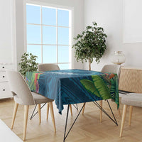 Outrigger Canoe Blue Tablecloth On The Waves LT7 - Polynesian Pride