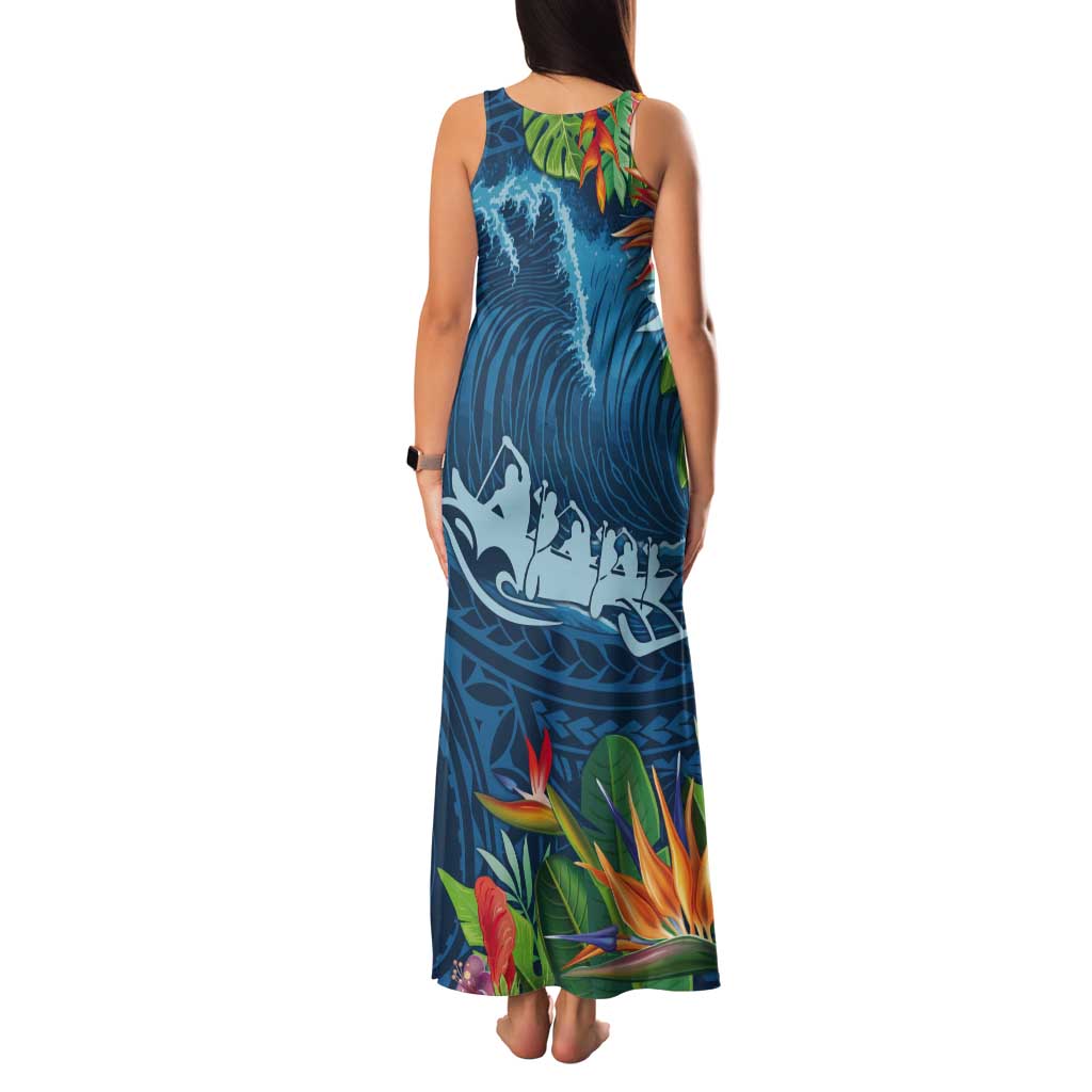 Outrigger Canoe Blue Tank Maxi Dress On The Waves