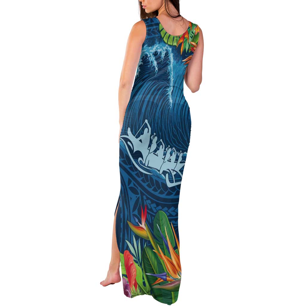 Outrigger Canoe Blue Tank Maxi Dress On The Waves
