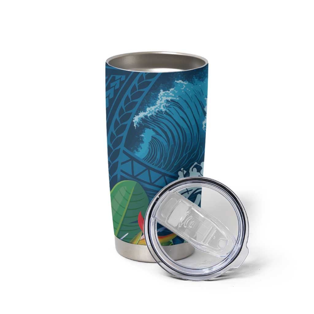 Outrigger Canoe Blue Tumbler Cup On The Waves