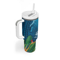 Outrigger Canoe Blue Tumbler With Handle On The Waves LT7 - Polynesian Pride