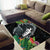 Outrigger Canoe Black Area Rug On The Waves