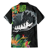 Outrigger Canoe Black Family Matching Mermaid Dress and Hawaiian Shirt On The Waves LT7 - Polynesian Pride
