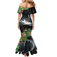 Outrigger Canoe Black Family Matching Mermaid Dress and Hawaiian Shirt On The Waves LT7 - Polynesian Pride