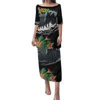 Outrigger Canoe Black Puletasi On The Waves