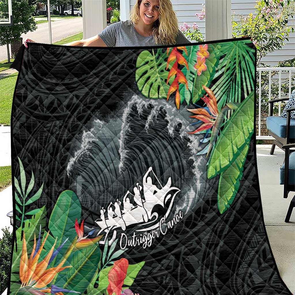 Outrigger Canoe Black Quilt On The Waves LT7 Black - Polynesian Pride