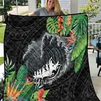 Outrigger Canoe Black Quilt On The Waves LT7 Black - Polynesian Pride