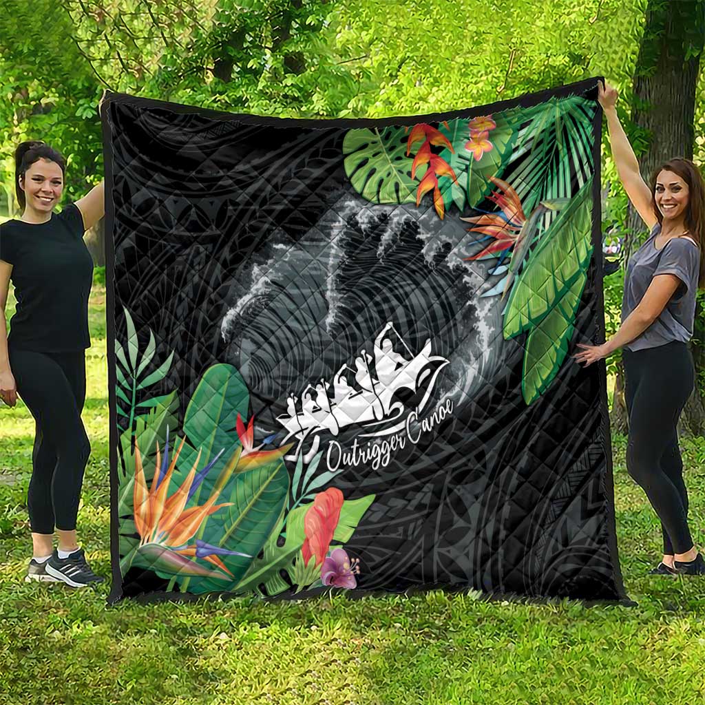 Outrigger Canoe Black Quilt On The Waves LT7 - Polynesian Pride