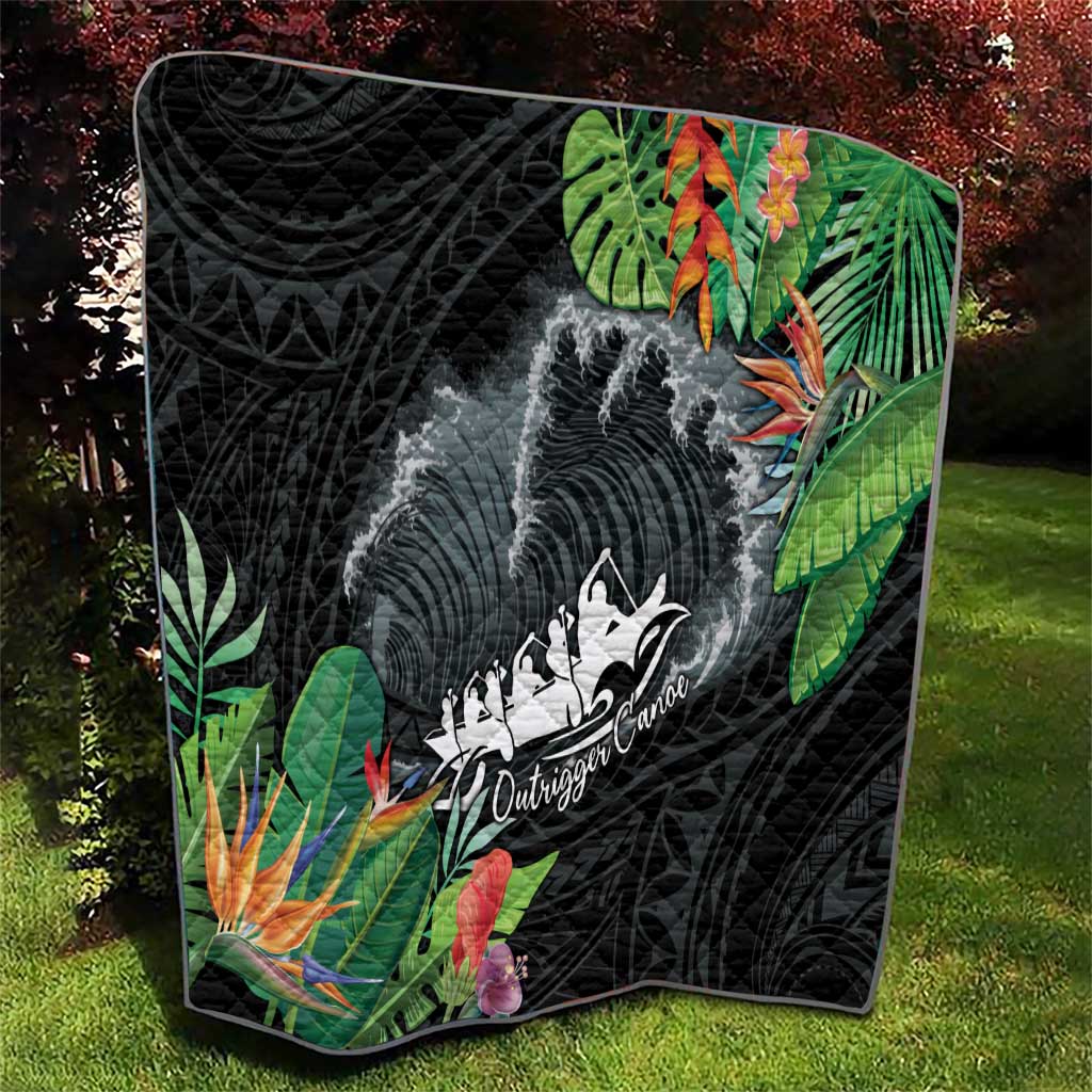 Outrigger Canoe Black Quilt On The Waves LT7 - Polynesian Pride