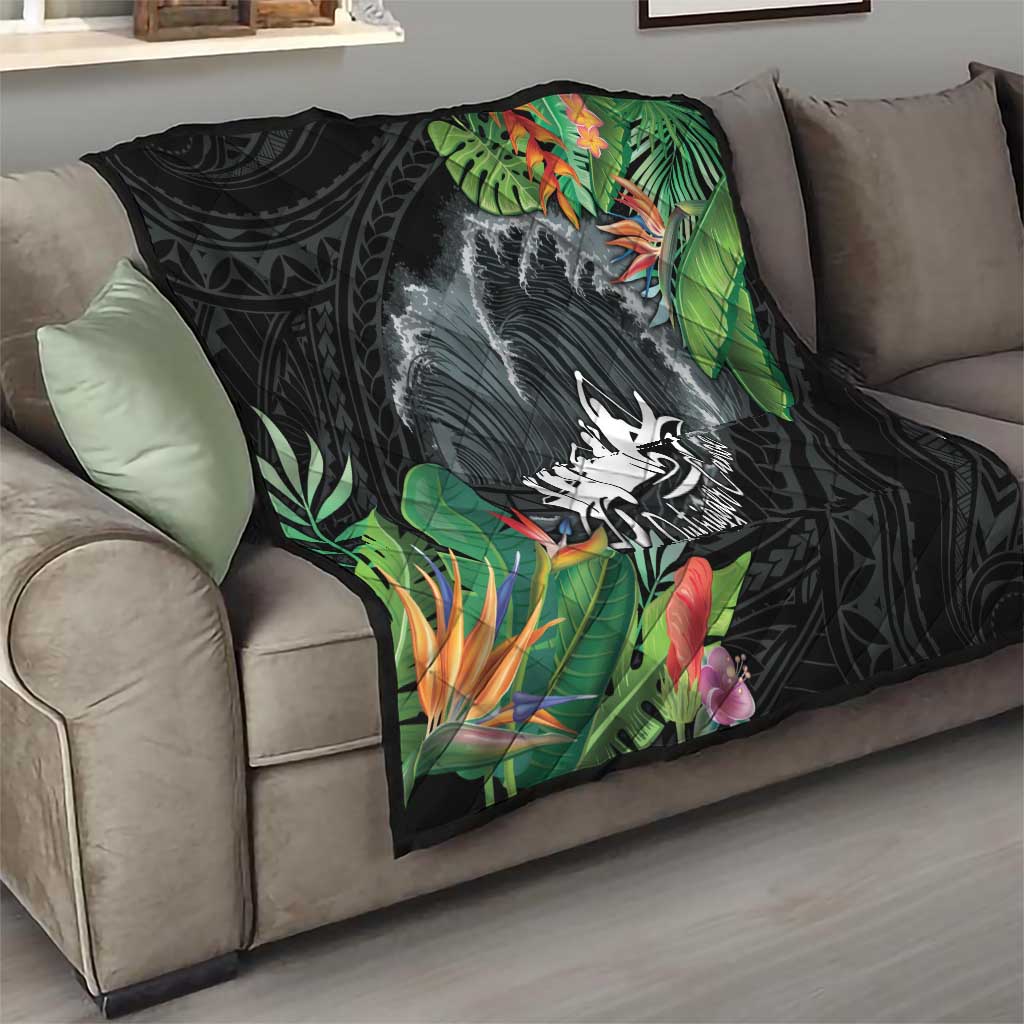 Outrigger Canoe Black Quilt On The Waves LT7 - Polynesian Pride