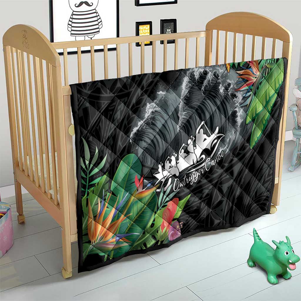 Outrigger Canoe Black Quilt On The Waves LT7 - Polynesian Pride