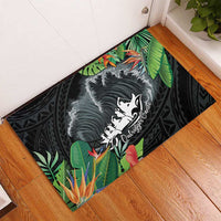 Outrigger Canoe Black Rubber Doormat On The Waves