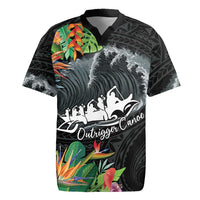 Outrigger Canoe Black Rugby Jersey On The Waves LT7 Black - Polynesian Pride
