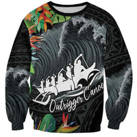 Outrigger Canoe Black Sweatshirt On The Waves LT7 Unisex Black - Polynesian Pride