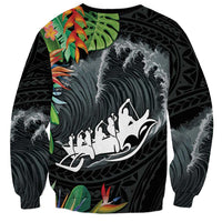 Outrigger Canoe Black Sweatshirt On The Waves LT7 - Polynesian Pride