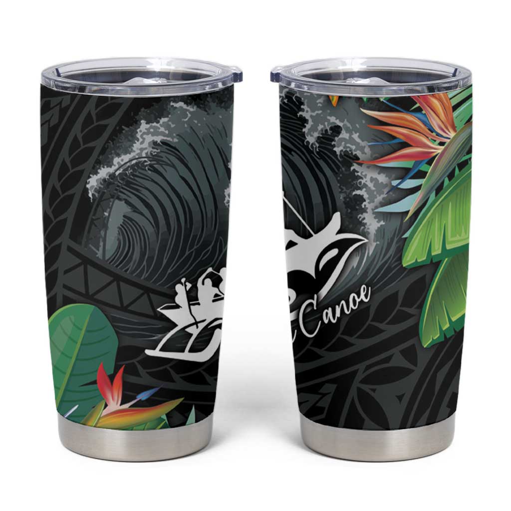 Outrigger Canoe Black Tumbler Cup On The Waves