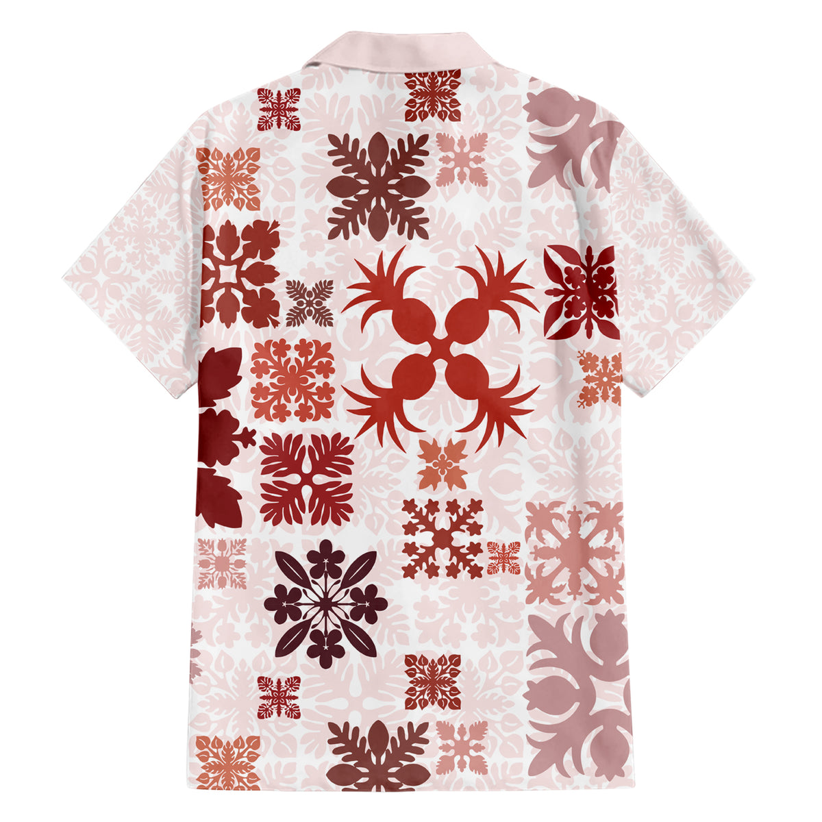 Vintage Hawaii Family Matching Short Sleeve Bodycon Dress and Hawaiian Shirt Hawaiian Quilt Kapa Mismatch Red LT7 - Polynesian Pride