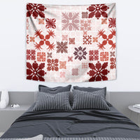 Vintage Hawaii Tapestry Hawaiian Quilt Kapa Mismatch Red LT7 - Polynesian Pride