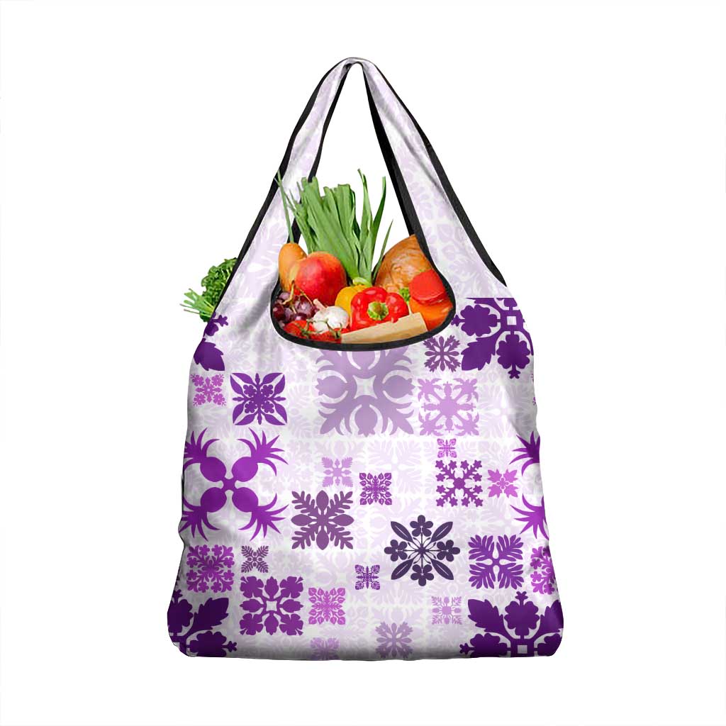 Vintage Hawaii Grocery Bag Hawaiian Quilt Kapa Mismatch Purple