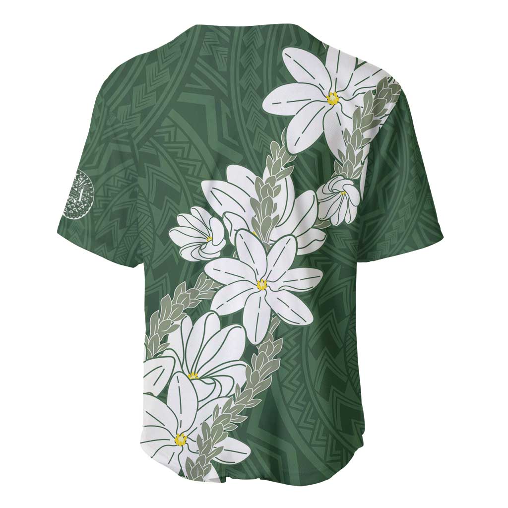 Ia Orana Tahiti Tiare Baseball Jersey Sage Green Lei LT7 - Polynesian Pride