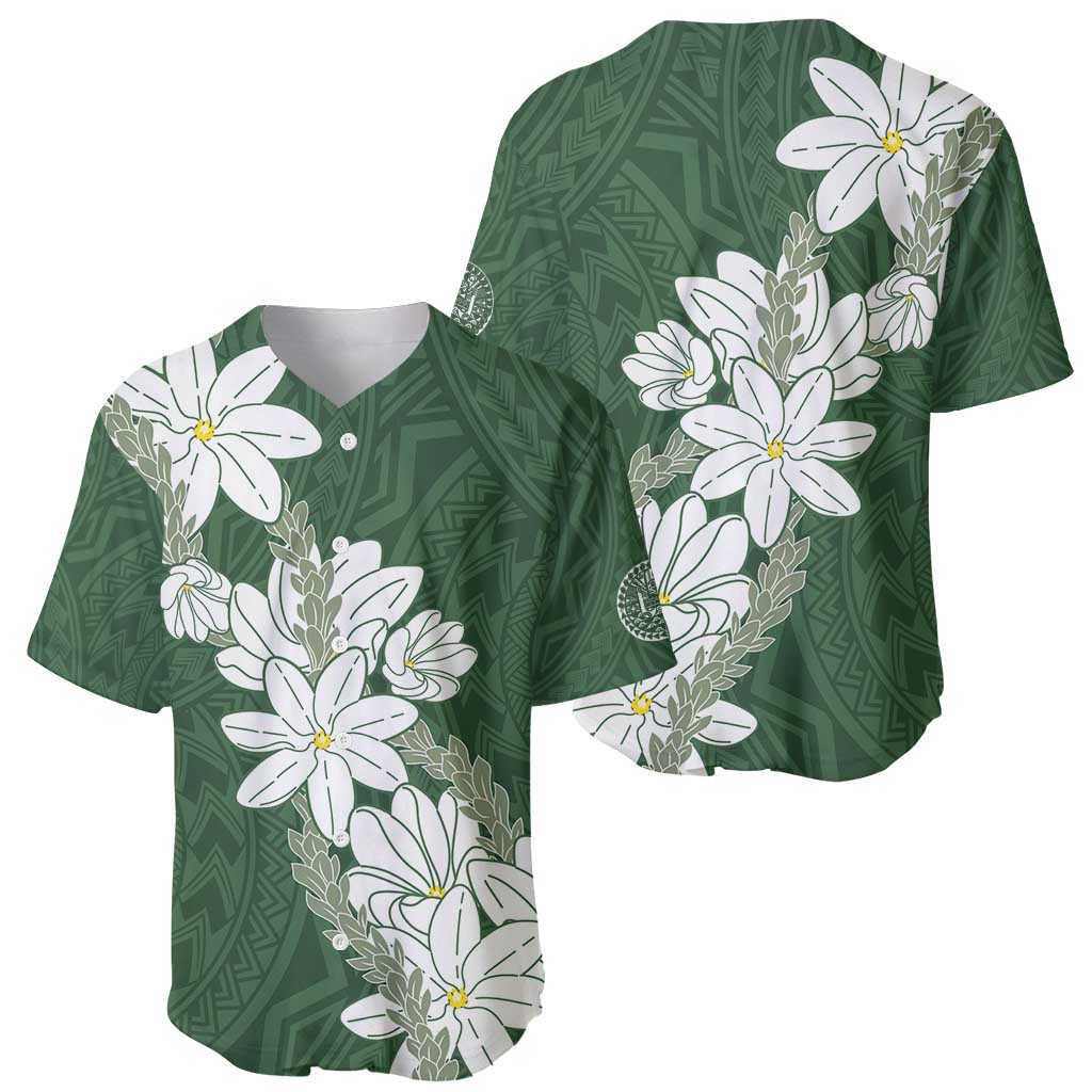 Ia Orana Tahiti Tiare Baseball Jersey Sage Green Lei LT7 - Polynesian Pride