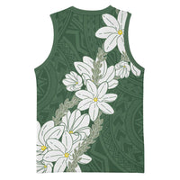 Ia Orana Tahiti Tiare Basketball Jersey Sage Green Lei - Polynesian Pride