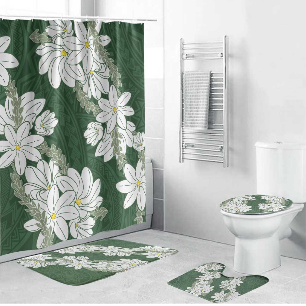 Ia Orana Tahiti Tiare Bathroom Set Sage Green Lei - Polynesian Pride
