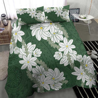 Ia Orana Tahiti Tiare Bedding Set Sage Green Lei LT7 - Polynesian Pride