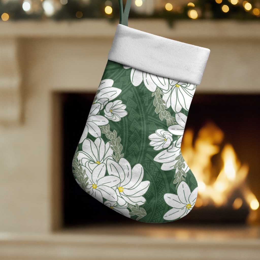 Ia Orana Tahiti Tiare Christmas Stocking Sage Green Lei - Polynesian Pride