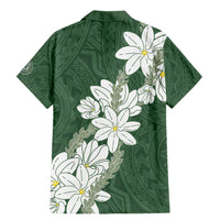 Ia Orana Tahiti Tiare Family Matching Mermaid Dress and Hawaiian Shirt Sage Green Lei LT7 - Polynesian Pride