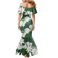 Ia Orana Tahiti Tiare Family Matching Mermaid Dress and Hawaiian Shirt Sage Green Lei LT7 - Polynesian Pride