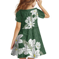Ia Orana Tahiti Tiare Family Matching Off The Shoulder Long Sleeve Dress and Hawaiian Shirt Sage Green Lei LT7 - Polynesian Pride