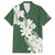 Ia Orana Tahiti Tiare Family Matching Short Sleeve Bodycon Dress and Hawaiian Shirt Sage Green Lei - Polynesian Pride