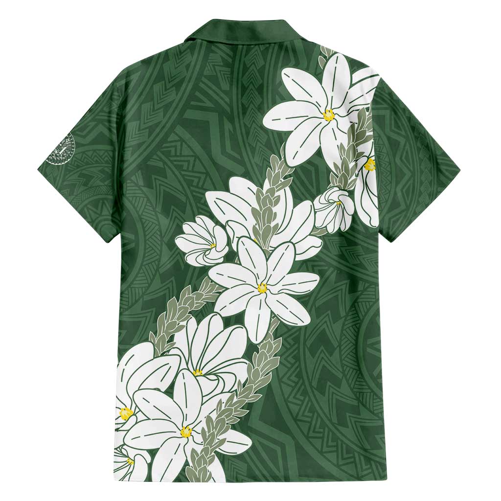 Ia Orana Tahiti Tiare Family Matching Tank Maxi Dress and Hawaiian Shirt Sage Green Lei LT7 - Polynesian Pride