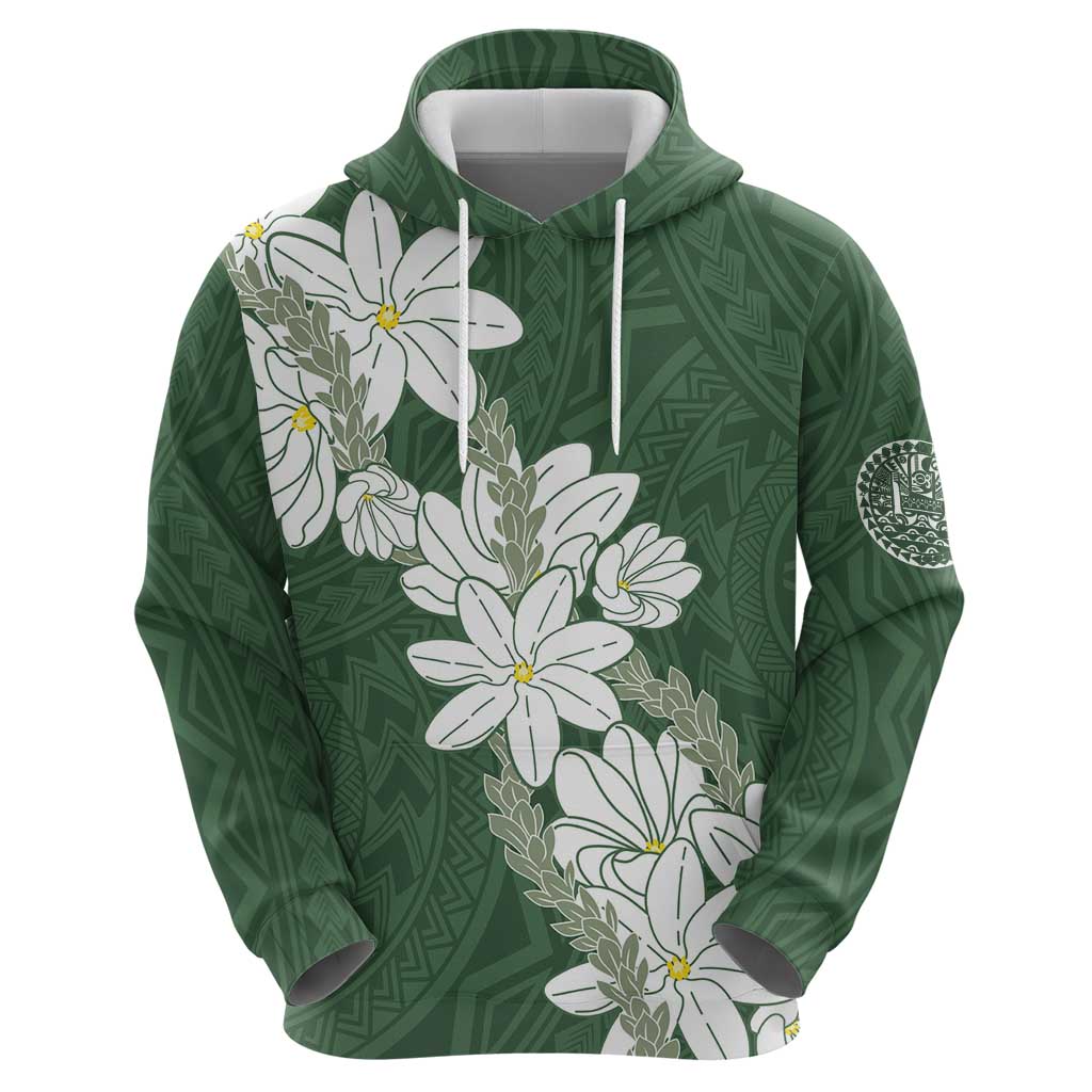 Ia Orana Tahiti Tiare Hoodie Sage Green Lei - Polynesian Pride