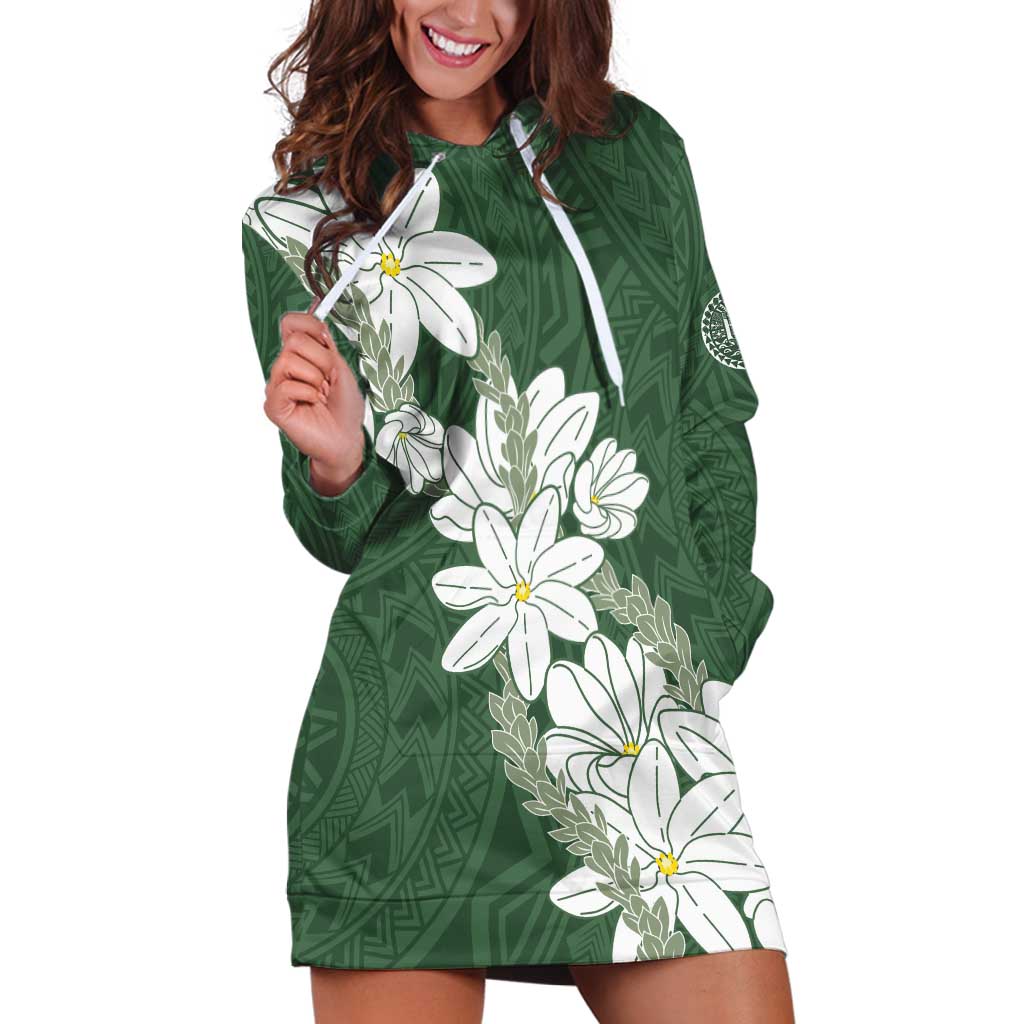 Ia Orana Tahiti Tiare Hoodie Dress Sage Green Lei LT7 Sage Green - Polynesian Pride
