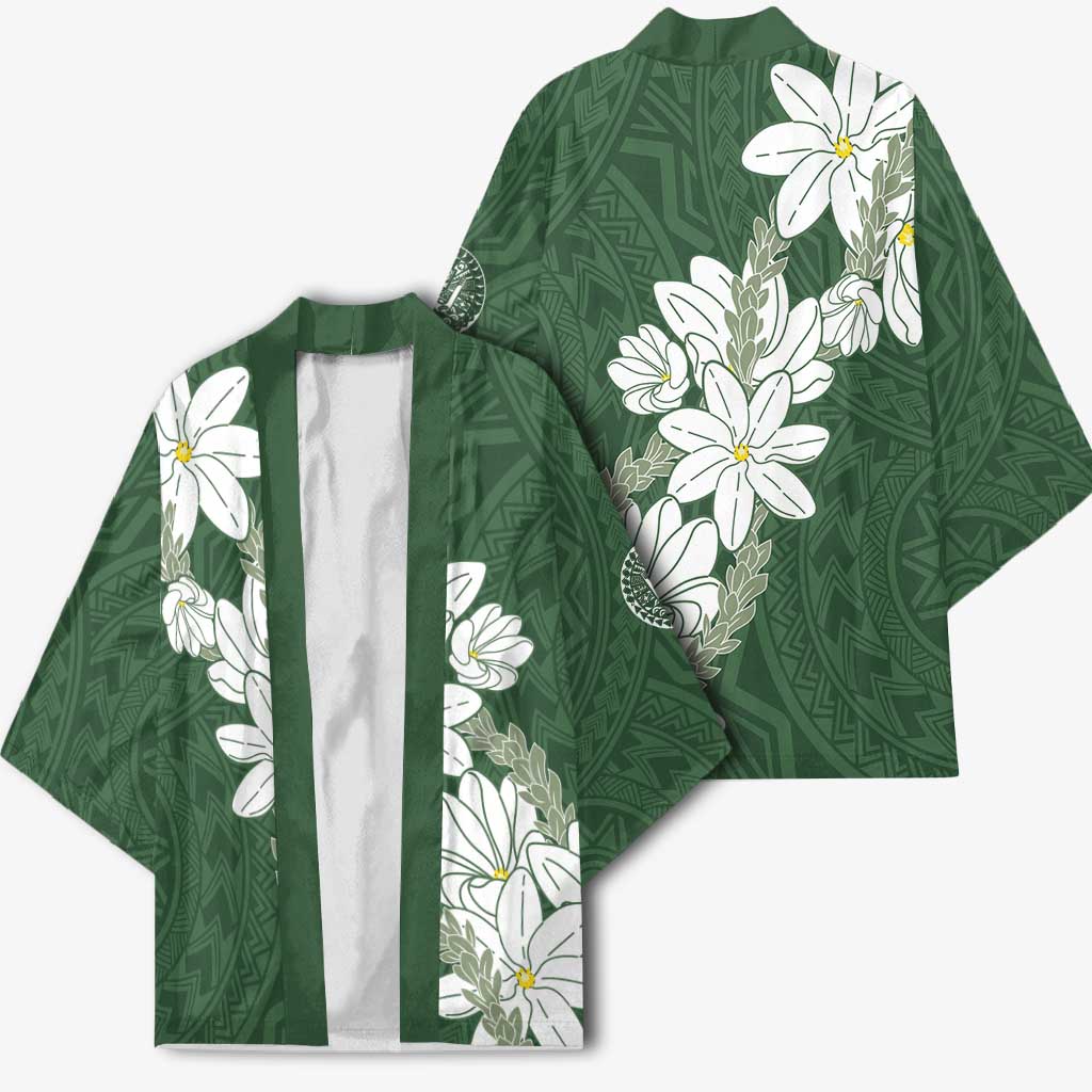 Ia Orana Tahiti Tiare Kimono Sage Green Lei - Polynesian Pride