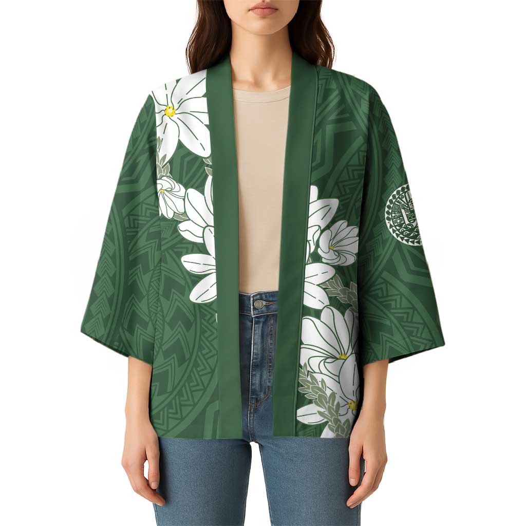 Ia Orana Tahiti Tiare Kimono Sage Green Lei - Polynesian Pride