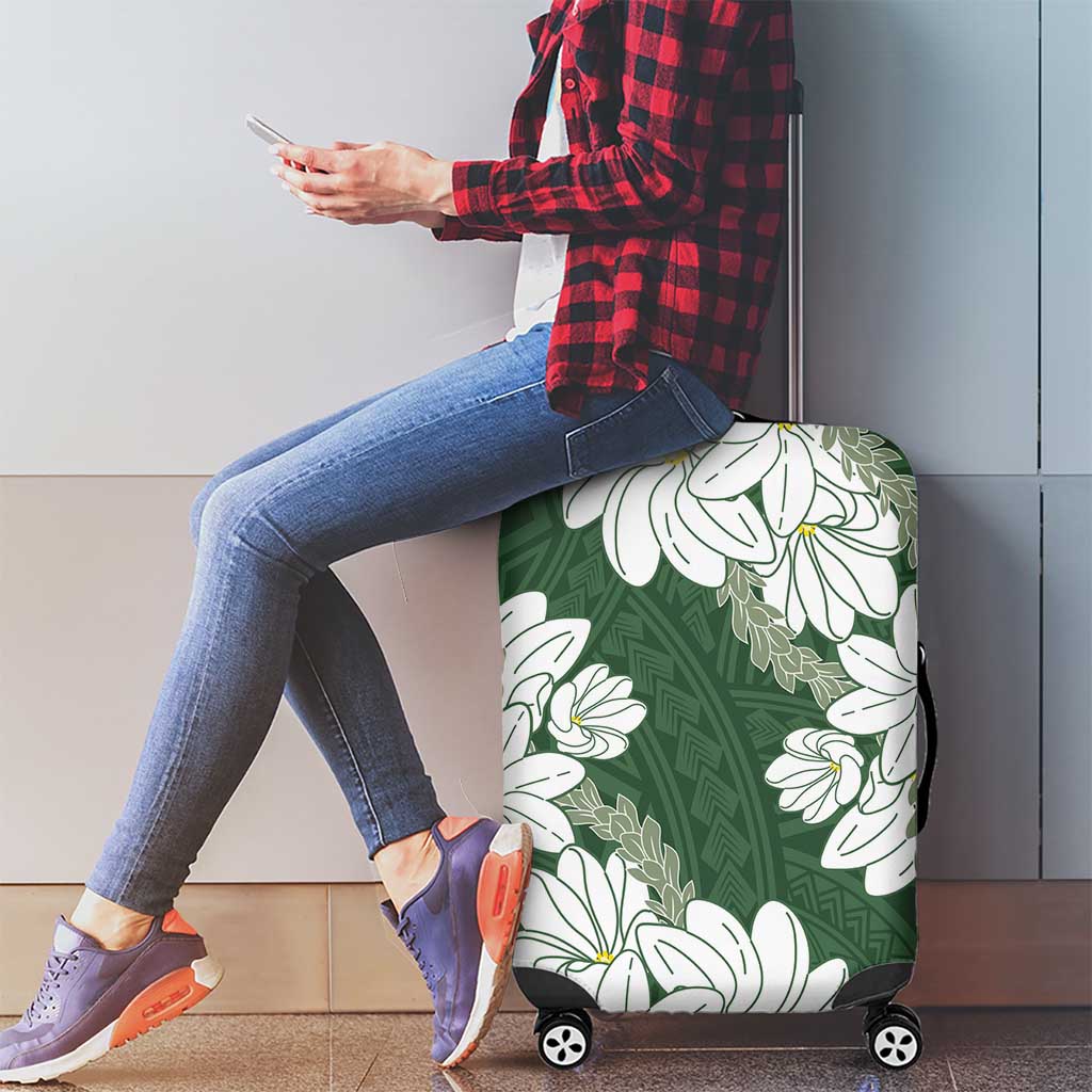 Ia Orana Tahiti Tiare Luggage Cover Sage Green Lei - Polynesian Pride
