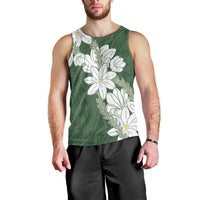 Ia Orana Tahiti Tiare Men Tank Top Sage Green Lei - Polynesian Pride