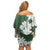 Ia Orana Tahiti Tiare Off Shoulder Short Dress Sage Green Lei - Polynesian Pride