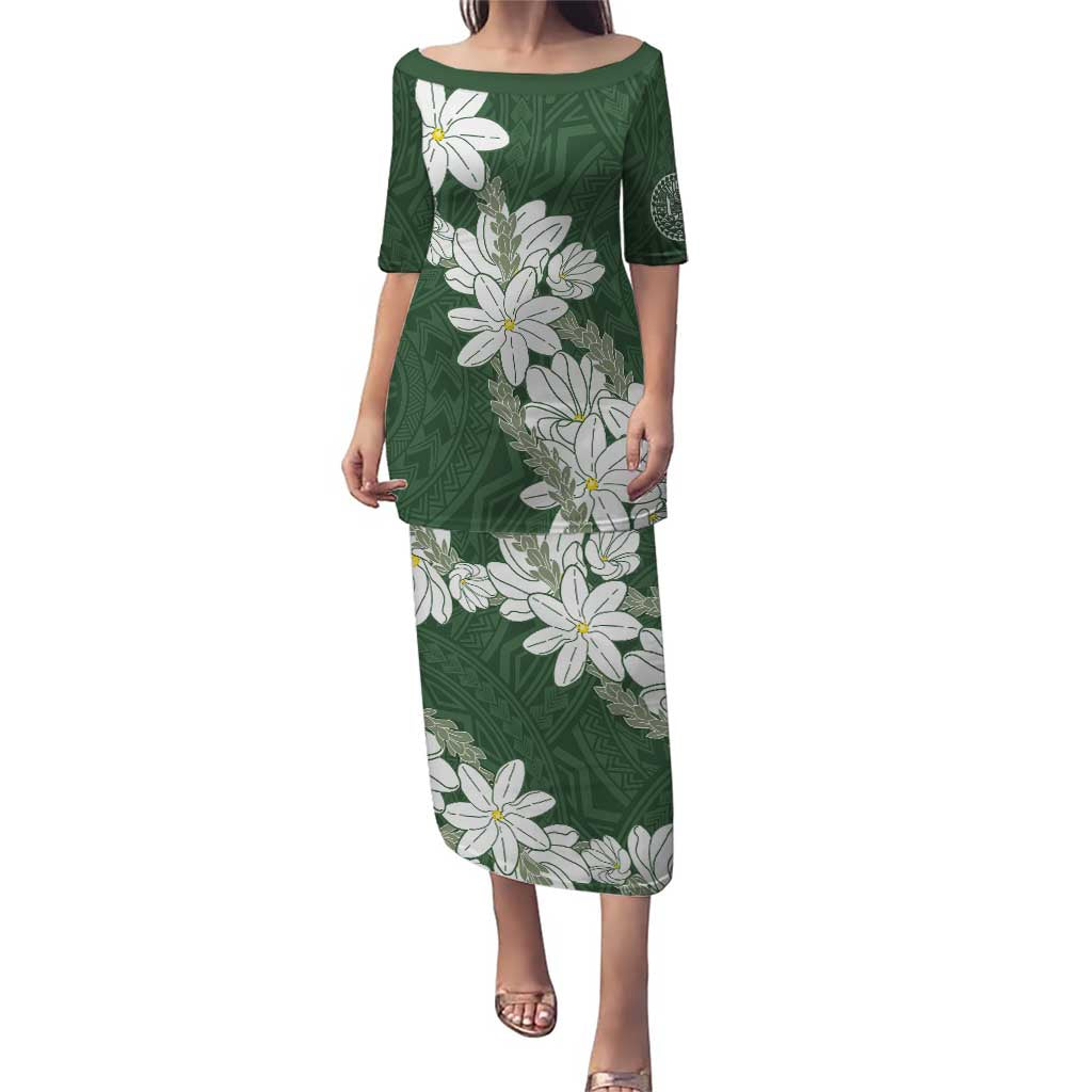 Ia Orana Tahiti Tiare Puletasi Sage Green Lei - Polynesian Pride