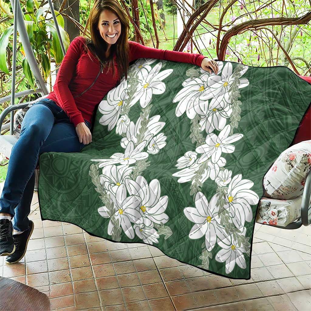 Ia Orana Tahiti Tiare Quilt Sage Green Lei LT7 - Polynesian Pride