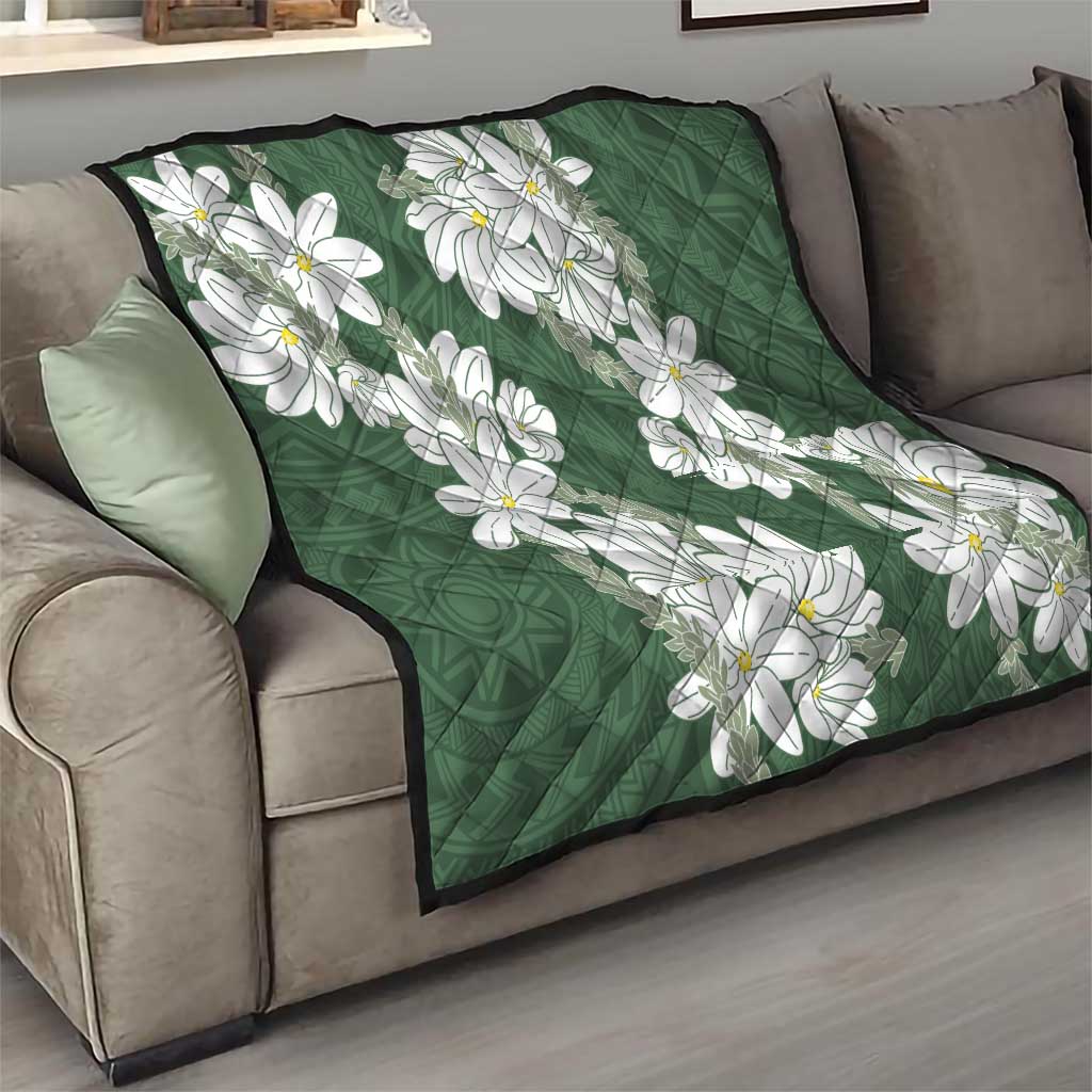 Ia Orana Tahiti Tiare Quilt Sage Green Lei LT7 - Polynesian Pride
