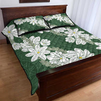 Ia Orana Tahiti Tiare Quilt Bed Set Sage Green Lei - Polynesian Pride
